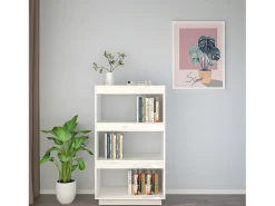 Estantería/divisor de espacios madera pino blanco 60x35x103 cm