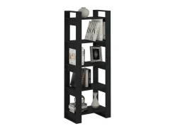 Estantería/divisor de espacios madera maciza negro 60x35x160 cm
