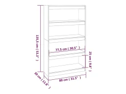 Estantería/divisor de espacios madera pino blanco 80x30x135,5cm