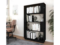Estantería/divisor de espacios madera pino negro 80x25x132 cm