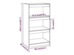 Estantería/divisor de espacios madera pino gris 60x30x103,5cm