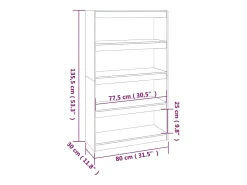 Estantería/divisor de espacios madera pino negro 80x30x135,5 cm