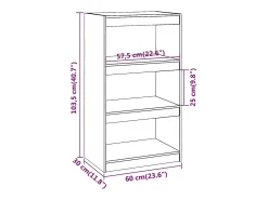 Estantería/divisor de espacios madera pino negro 60x30x103,5 cm