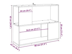Estantería/divisor de espacios roble artisan 80x24x63 cm