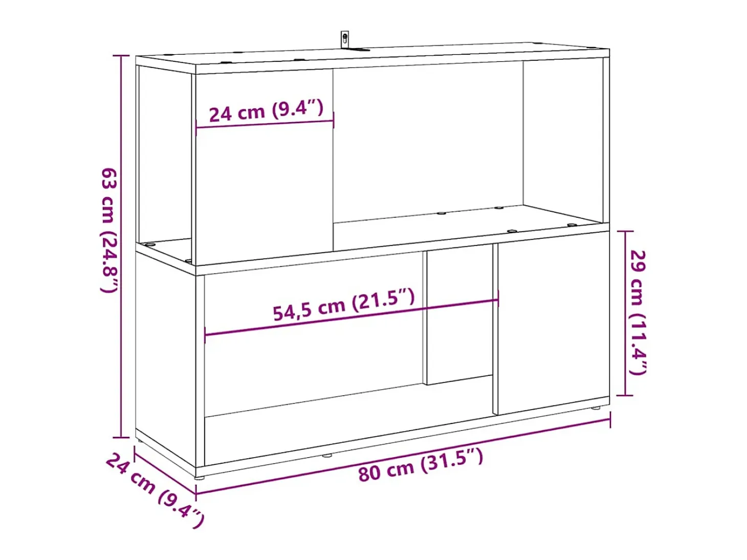 Estantería/divisor de espacios roble artisan 80x24x63 cm