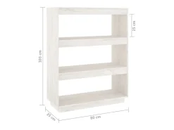 Estantería/divisor de espacios madera pino blanco 80x35x103 cm
