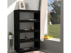 Estantería/divisor de espacios madera pino negro 80x35x135 cm