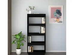 Estantería/divisor de espacios madera pino negro 60x35x135 cm