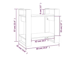 Estantería/divisor de espacios madera pino gris 60x35x57 cm
