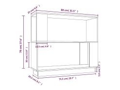 Estantería/divisor de espacios madera de pino gris 80x25x70 cm