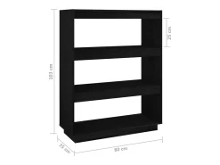 Estantería/divisor de espacios madera pino negro 80x35x103 cm
