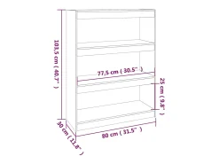 Estantería/divisor de espacios madera pino gris 80x30x103,5 cm