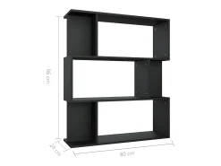 Estantería/divisor madera contrachapada negro 80x24x96 cm