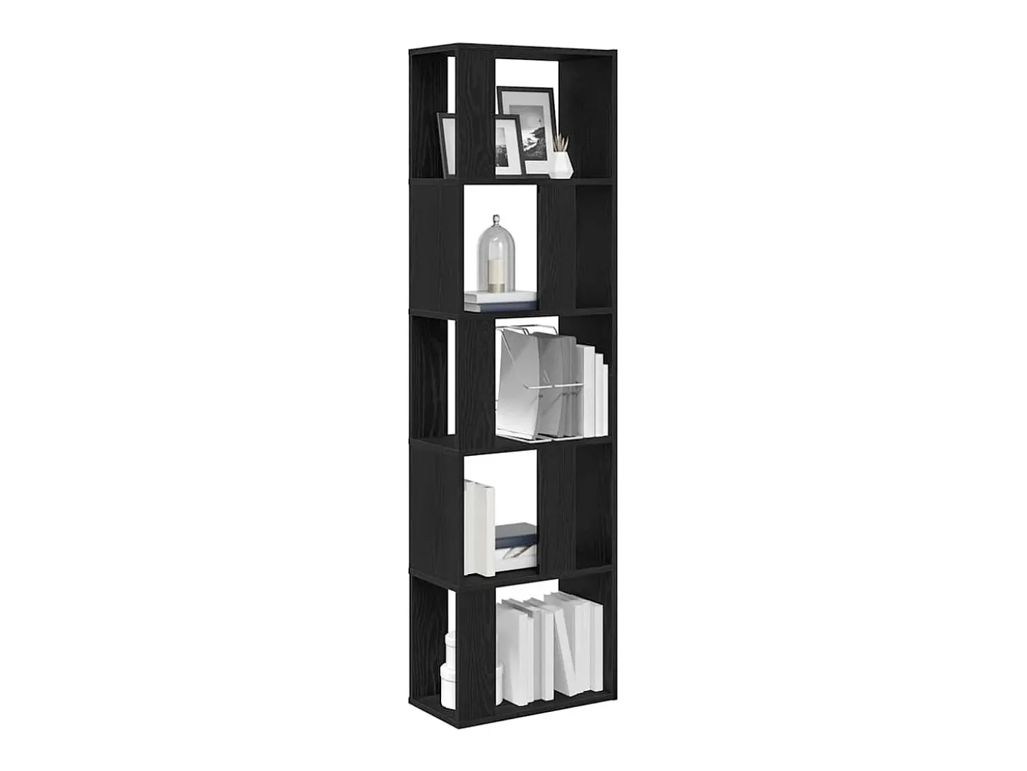Estantería/divisor madera contrachapada roble negro 45x24x159cm