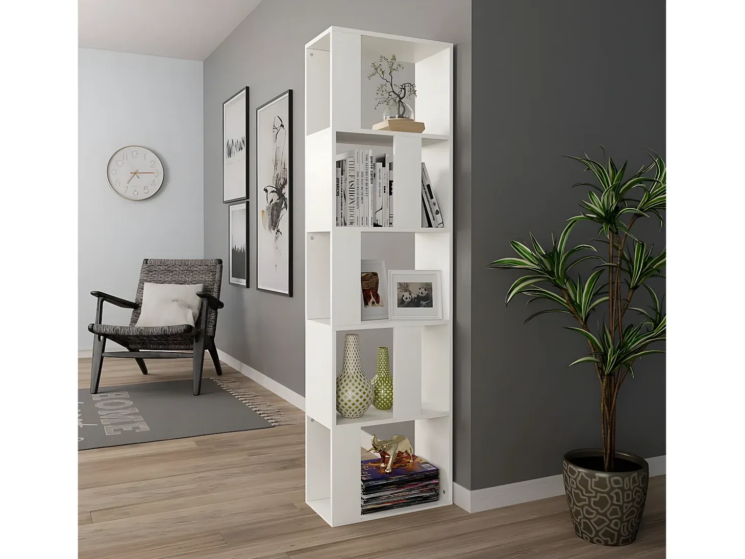 Estantería/divisor madera contrachapada blanco 45x24x159 cm