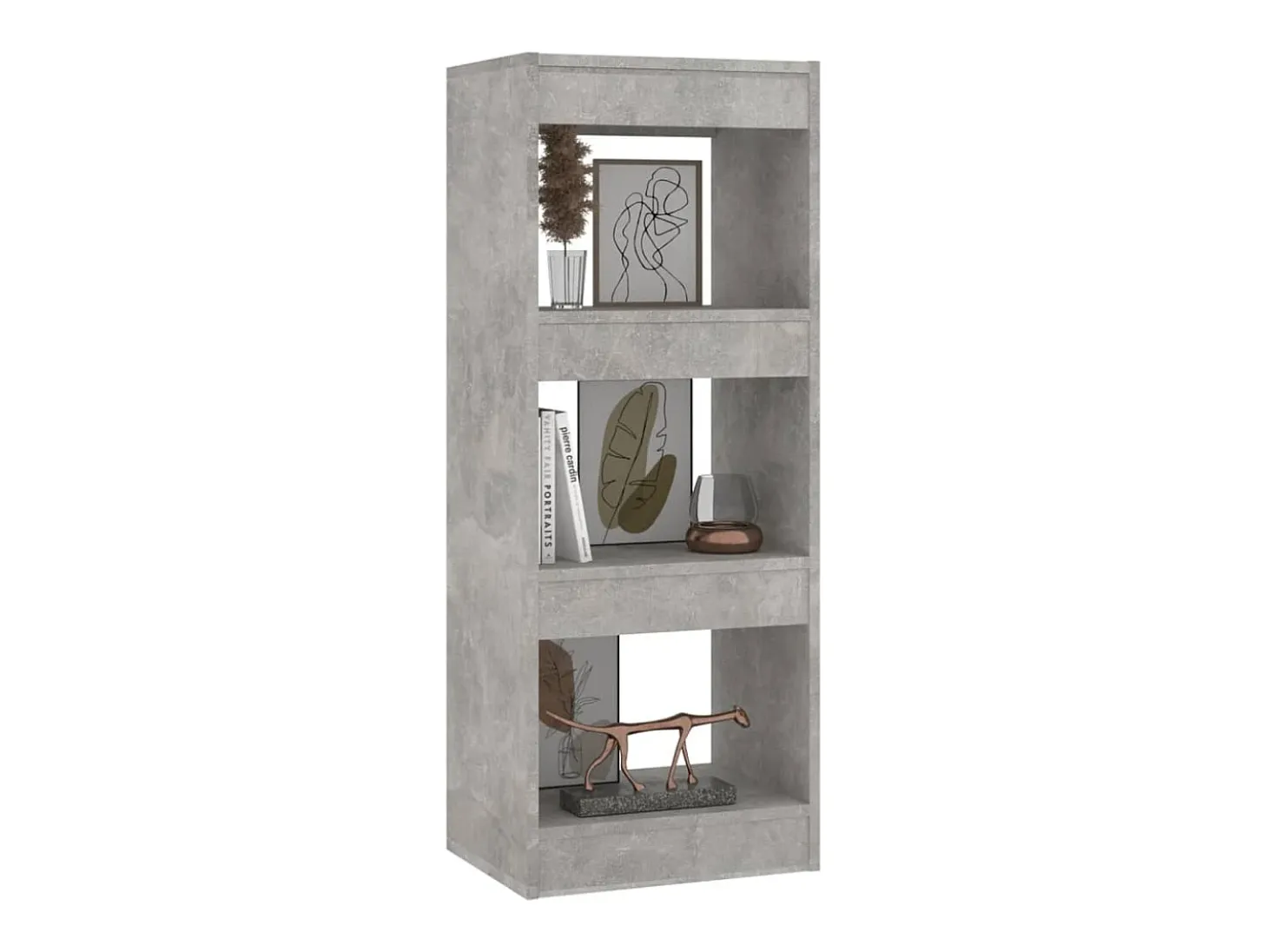 Estantería/divisor madera ingeniería gris hormigón 40x30x103 cm