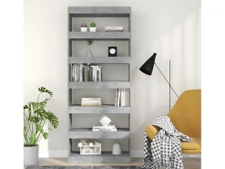 Estantería/divisor madera ingeniería gris hormigón 80x30x198 cm