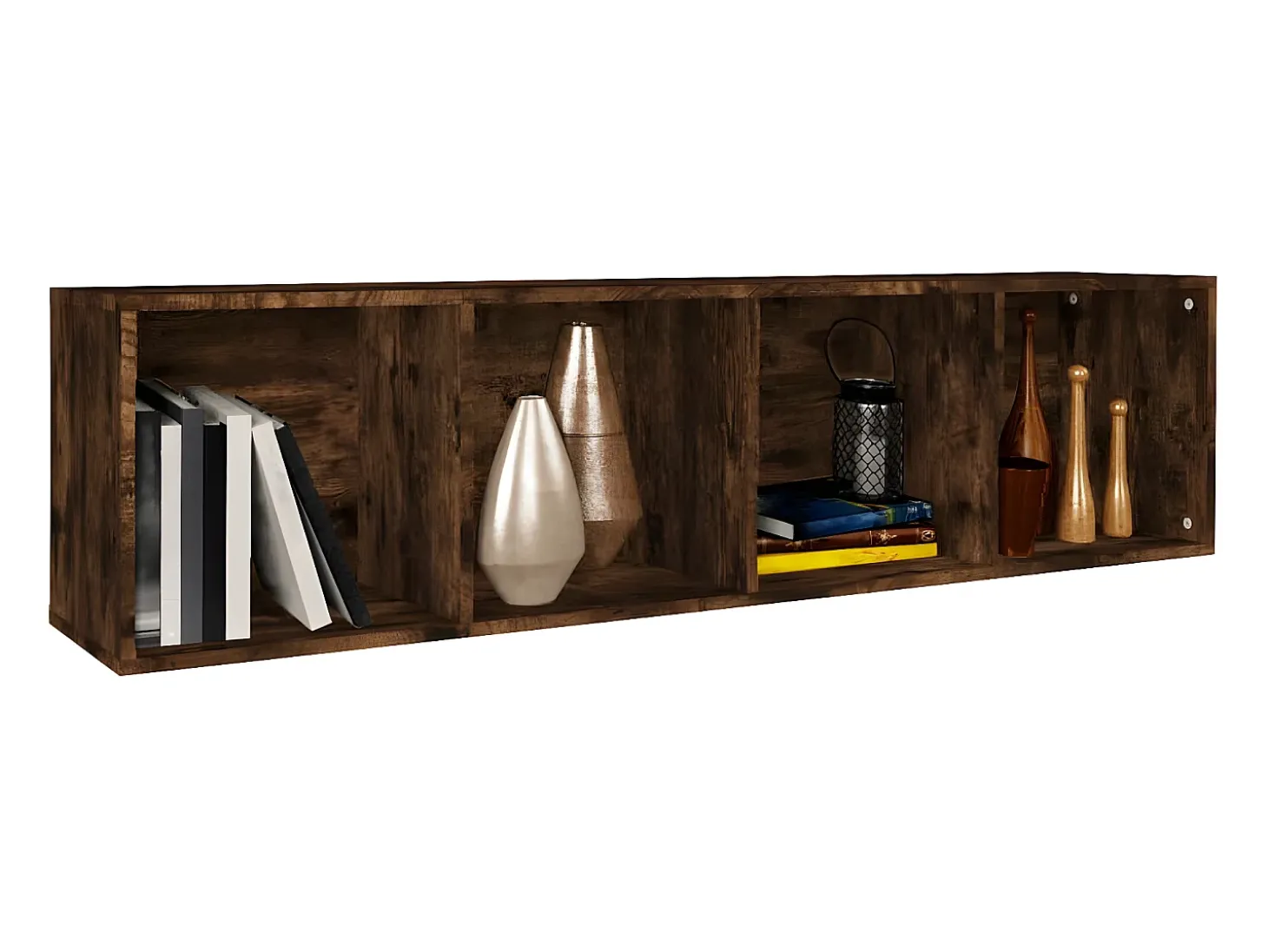 Estantería/mueble de TV contrachapada roble ahumado 36x30x143cm