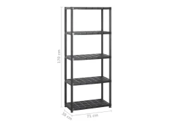 Estanterías de almacenaje 5 niveles plástico negro 213x38x170cm ES748353