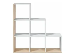 Estanteria baja Cantora en blanco artik y roble canadian, 110cm(alto) 108cm(ancho) 28cm(fo