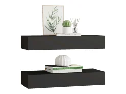 Estantes de cajón de pared 2 uds Negro 60x23,5x10 cm MDF