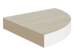 Estantes de esquina de pared 2 piezas Roble y blanco 35x35x3,8 cm MDF