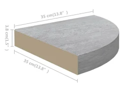 Estantes de esquina de pared 4 piezas Gris hormigón 35x35x3,8 cm MDF
