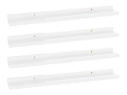 Estantes de pared 4 piezas Blanco brillo 60x9x3 cm