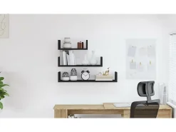 Estantes de pared 3 piezas madera contrachapada negro