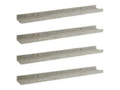 Estantes de pared 4 piezas Gris hormigón 60x9x3 cm