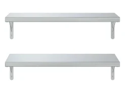 Estantes de pared 2 uds acero inoxidable plateado 75x30 cm ES364452