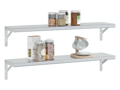 Estantes de pared 2 uds acero inoxidable plateado 100x23,5x3 cm ES406081