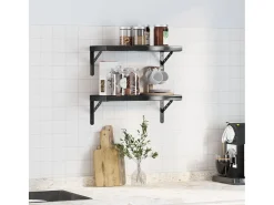 Estantes de pared 2 uds acero inoxidable negro 50x23,5 cm ES428422