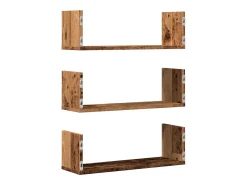 Estantes de pared 3 uds madera ingeniería envejecida 58x18x18cm