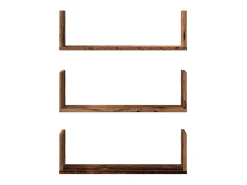 Estantes de pared 3 uds madera ingeniería envejecida 58x18x18cm