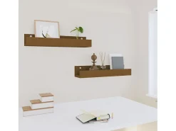 Estantes de pared 2 uds madera de pino marrón miel 50x12x9 cm