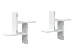 Estantes de pared 2 uds madera contrachapada blanco 38x12x38 cm