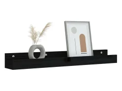 Estantes de pared 2 uds Negro 80x12x9 cm Madera maciza de pino