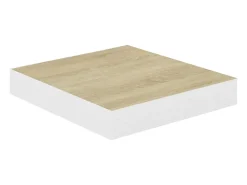 Estantes de pared 2 uds Roble y blanco 23x23,5x3,8 cm MDF