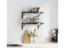 Estantes de pared 2 uds 50x30x3 cm acero inoxidable negro