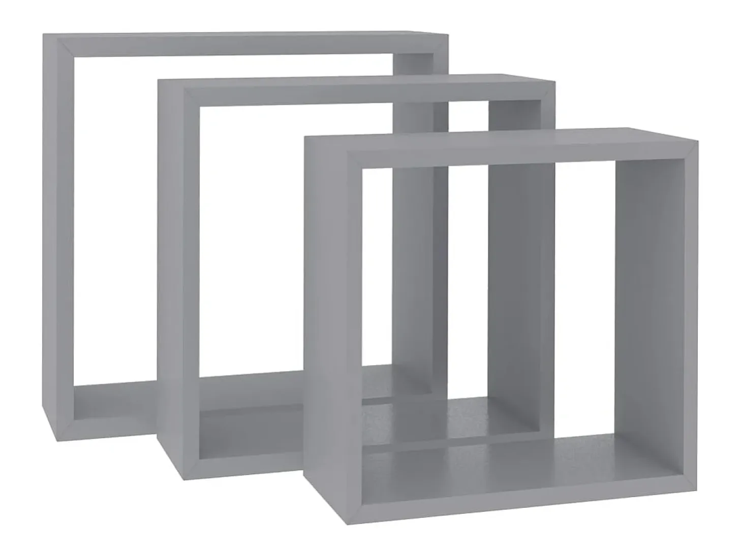 Estantes de pared cúbicos 3 piezas MDF gris