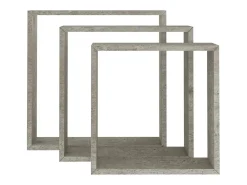 Estantes de pared cúbicos de 3 piezas, gris hormigón