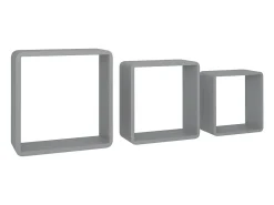 Estantes de pared cúbicos 3 piezas MDF gris