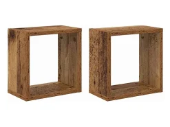 Estantes de pared con balda 2 uds Madera antigua 26 x 15 x 26 cm