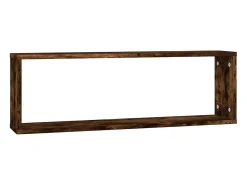 Estantes de pared cubo 4 piezas Roble ahumado 80x15x26,5 cm