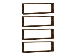 Estantes de pared cubo 4 piezas Roble ahumado 80x15x26,5 cm