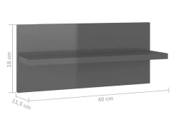 Estantes de pared de 4 piezas, gris brillante, madera de ingeniería