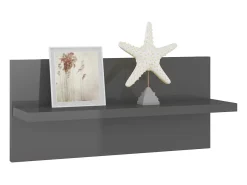 Estantes de pared de 4 piezas, gris brillante, madera de ingeniería