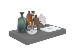 Estantes de pared de pared 2 uds MDF gris brillo 40x23x3,8 cm ES58669