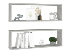 estantes de pared en forma de cubo de madera de ingeniería de color gris hormigón